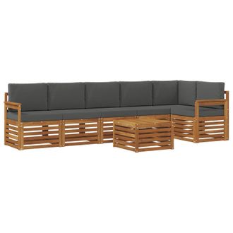 vidaXL Conjunto De Sof&aacute; Seccional Con Coj&iacute;n 7 Pcs Natural Y Antracita Vidaxl