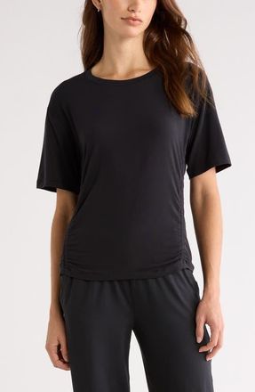 Zella Breathe Ruched Performance T-Shirt in Black at Nordstrom, Size Xx-Large