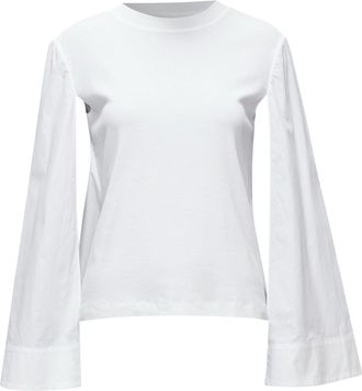 Rosetta Getty white 100% cotton woven cape sleeves knitted top XS