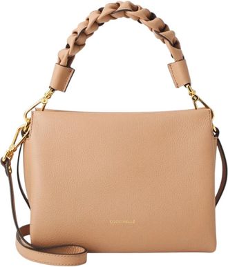 Coccinelle Tassen, Dames, Beige, ONE Size, Leren dames tas met verstelbare band