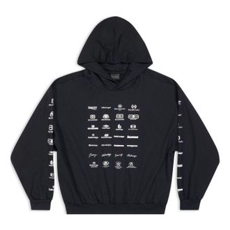 Balenciaga Archives Logos Hoodie Black 726241TNVQ81070