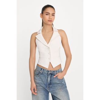 Good American Womens Luxe Suiting Halter Vest | Soft Shell, Size Medium | Good American by Khlo&Egrave; Kardashian