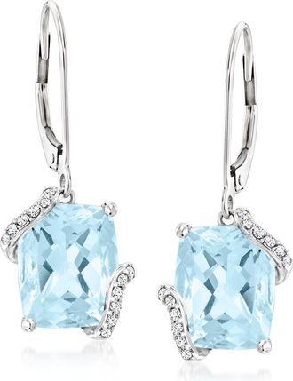 Ross-Simons Sky Blue Topaz Drop Earrings With. Diamonds in 14kt White Gold