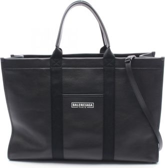 Balenciaga Black Leather Handbag Tote Bag (Pre-Owned)
