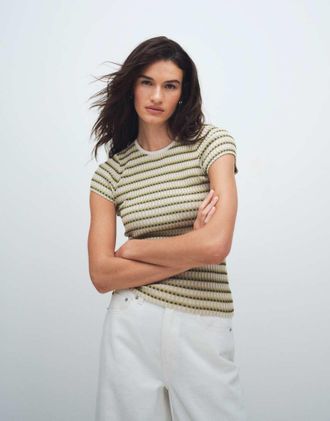 & Other Stories T-shirt in maglia verde a righe