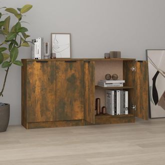 vidaXL Vidaxl - Aparadores 2 Uds Madera Contrachapada Roble Ahumado 60x30x70 Cm