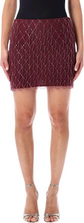 Rotate Sequins Scalloped Hem Sequined Mini Skirt