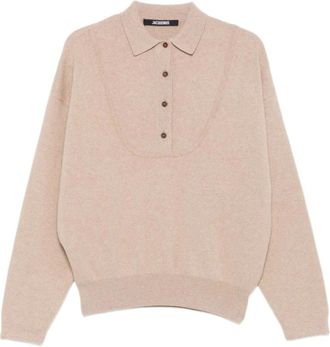 Jacquemus V-neck Knitwear, female, Beige, XS, Beige Jumper for Women Aw25