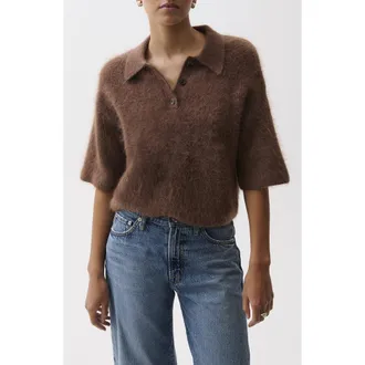 Pistola Denim Nadya Short Sleeve Polo Sweater in Roche at Nordstrom, Size X-Small
