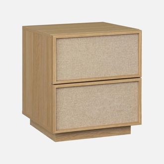 Sweeek Mesita De Noche Efecto Madera Y Tela Con 2 Cajones