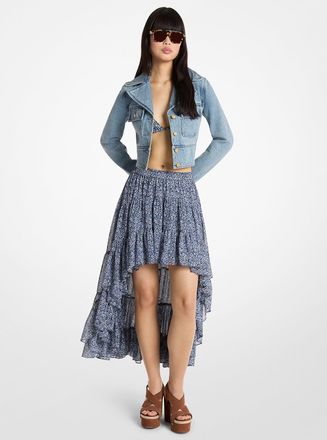 Michael Kors Floral Print Georgette High-Low Skirt