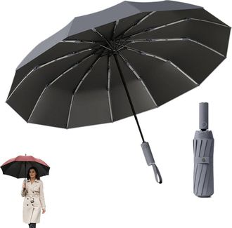 Generic Brellux Umbrella, 264-Rib Waterproof and Windproof Compact Travel Umbrella with Strong Fiberglass Frame, Automatic Folding UV-Protection Umbrellas for