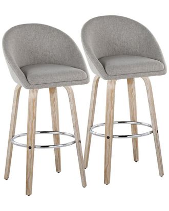 LumiSource LumiSource Set of 2 Matisse Highback 30in Contemporary Fixed-Height Swivel Bar Stools with Footrest