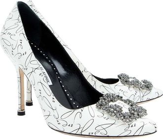 Manolo Blahnik Womens Leather Hangisi Decade Of Love Pump (Authentic Pre- Loved)