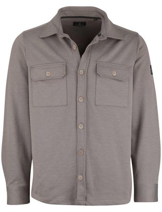 Casamoda Taupe Overshirt Casa Moda twill structuur en knoopsluiting