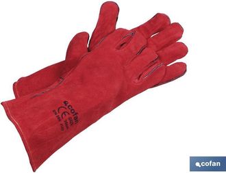 cofan Bl&iacute;ster De Guante De Soldador Venta Unitaria, Guantes De Soldador En Piel De Serraje Une-en407-2004 Y En12477-2001 Con Fibras Largas E Interior Forrad