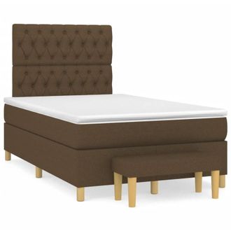 vidaXL Cama Box Spring Con Colch&oacute;n Tela Marr&oacute;n Oscuro 120x190 Cm Vidaxl