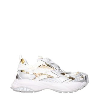 Versace Herrens Sneakers aus weißem/silberfarbenem Stoff