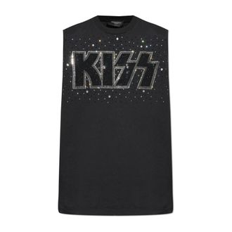 Dsquared2 Sleeveless Tops, male, Black, Size: 2XL Crystal-embellished Tank Top