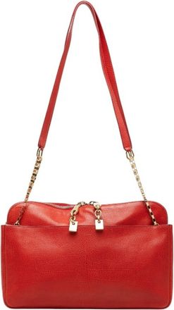 Chlo&eacute; Red Color Leather Shoulder Bag Tote Bag (Pre-Owned)
