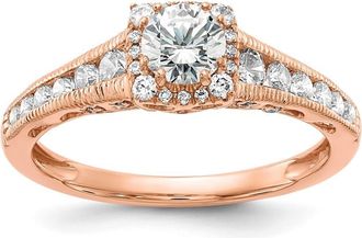 Diamond2Deal 14k Rose Gold Lab Grown Diamond Engagement Ring 0.9Ct Clarity- VS Color- G-H