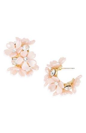 Natasha Flower Huggie Earrings in Gold/Pink at Nordstrom Rack