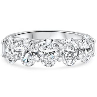 Pompeii3 3Ct Oval Shape Diamond Five Stone Wedding Ring 14k Gold Lab Grown