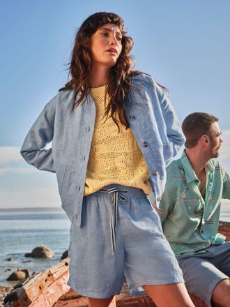 Fat Face FatFace Darcy Blue Regular Linen Jacket