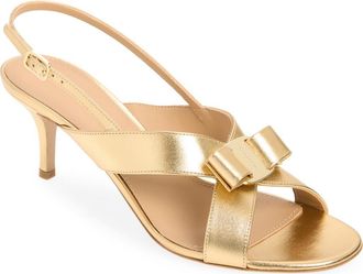 Ferragamo Rima Vara Bow Slingback Sandal in Gold Lux Fondo Biscotto at Nordstrom, Size 11.5
