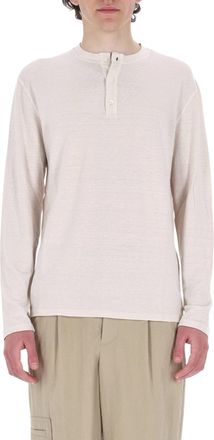 Roberto Collina Long-Sleeve Linen Jersey Henley T-Shirt