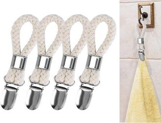 No Brand Pinzas Para Toallas De 4 Piezas, Pinzas Para Toallas De Cocina, Ganchos Para Pa&ntilde;os De Cocina, Colgadores Para Toallas De Ba&ntilde;o Y Cocina (blanco Crema)