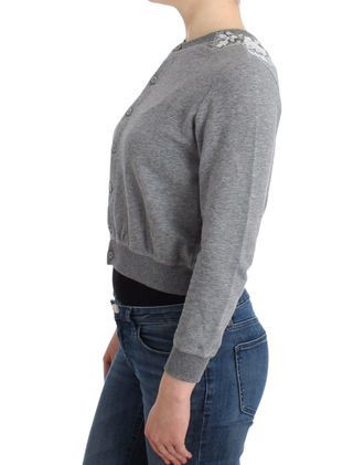 Ermanno Scervino Lace-Detail Cotton Cardigan - Gray