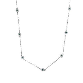 House of Brilliance Silver 1.0 Cttw Treated Blue Diamond Bezel Station Necklace in White at Nordstrom