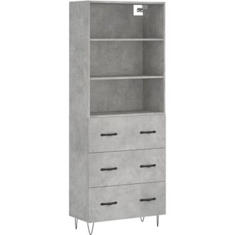 vidaXL Vidaxl - Aparador alto madera contrachapada gris hormigón 69,5x34x180 cm