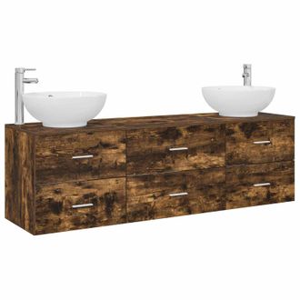vidaXL Juego De Muebles De Ba&ntilde;o 3 Uds. Roble Ahumado Vidaxl