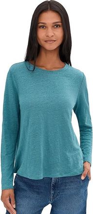 Eileen Fisher Organic Linen Jersey Crew Neck Long Sleeve T-Shirts Womens Clothing River : SM