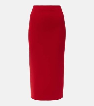 スカート Alessandra Rich Ribbed Stretch Wool And Cashmere Midi Skirt Alessandra Rich Ribbed Stretch Wool And Cashmere Midi Skirt