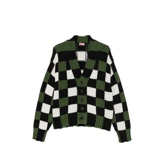 Kenzo Checkered Intarsia-knit Cardigan