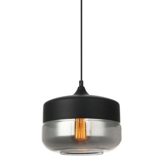 Netlighting Modern Hanging Pendant Black Black Smoky Shade E27 Dimmable