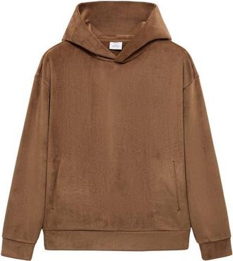 Mango Corduroy Pullover Hoodie in Tobacco Brown at Nordstrom, Size X-Large