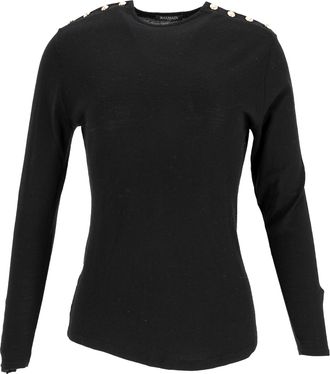 Balmain Balmain top met knoopjes in zwarte wol