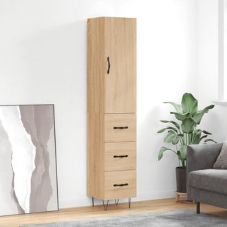 vidaXL Aparador De Madera Contrachapada Roble Sonoma 34,5x34x180 Cm Vidaxl
