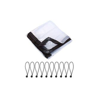 OEM Lona Transparente Con Ojales - Lona Impermeable - 2 M X 3 M - Pl&aacute;stico Con Cord&oacute;n El&aacute;stico - Para Camping, Balc&oacute;n, Jard&iacute;n, Plantas, Invernadero, Gorro