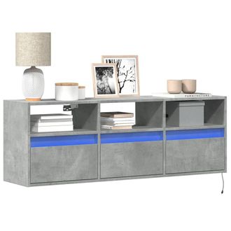 Berkfield Home TV Wall Cabinet with LED Lights Concrete Grey 130x31x45 cm | Size: 130 x 31 x 45 cm