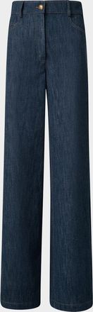 Akris Cooper Cotton-Wool Denim Wide-Leg Pants