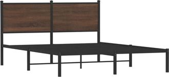 vidaXL Metal Bed Frame without Mattress Brown Oak 137x190 cm Vidaxl