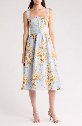 Reformation Tagliatelle Floral Linen Midi Sundress in Heavenly at Nordstrom, Size 10