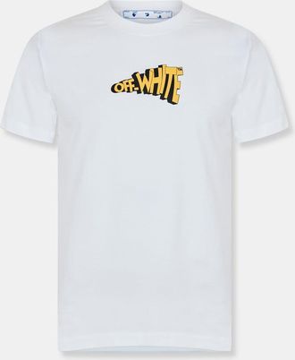 Off-white Mens Off White Slim Fit Short Sleeve Crew Neck T-Shirt in White/Yellow - Size X-Small