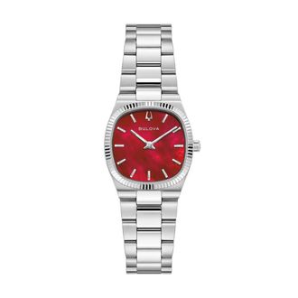 Bulova Super Seville Mini Quartz Red MOP Dial Ladies Watch 96L354