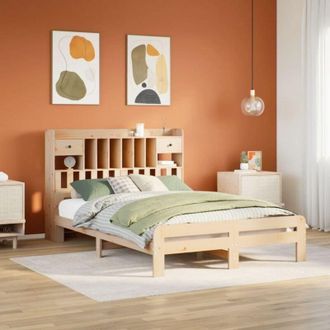 vidaXL Cama Con Estanter&iacute;a Sin Colch&oacute;n Madera Maciza De Pino 150x200cm Vidaxl